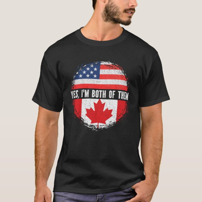 Camiseta Half American Half Canadian USA Flag Canadá (Frente)