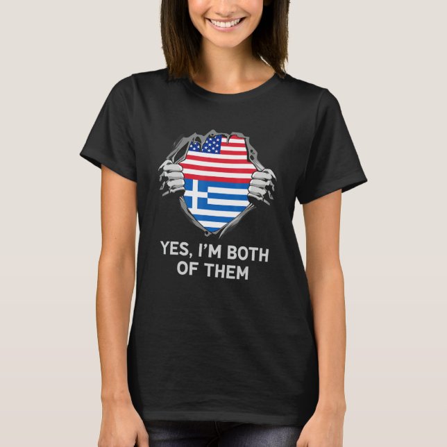Camiseta Half American Half Greek USA Greece Flag Mens Wome (Frente)