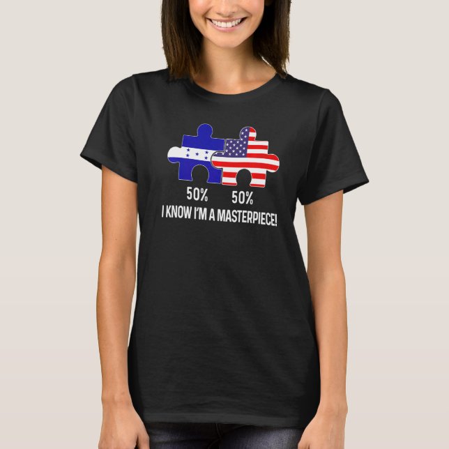 Camiseta Half American Half Hondurduran Flag Combinou Hondu (Frente)