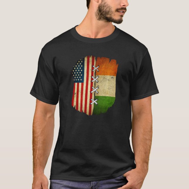 Camiseta Half American Half Irish USA Ireland Flag Premium (Frente)