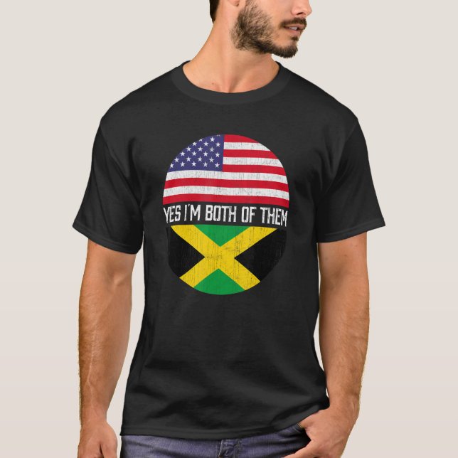 Camiseta Half American Half Jamaican Usa Flag Family Herita (Frente)