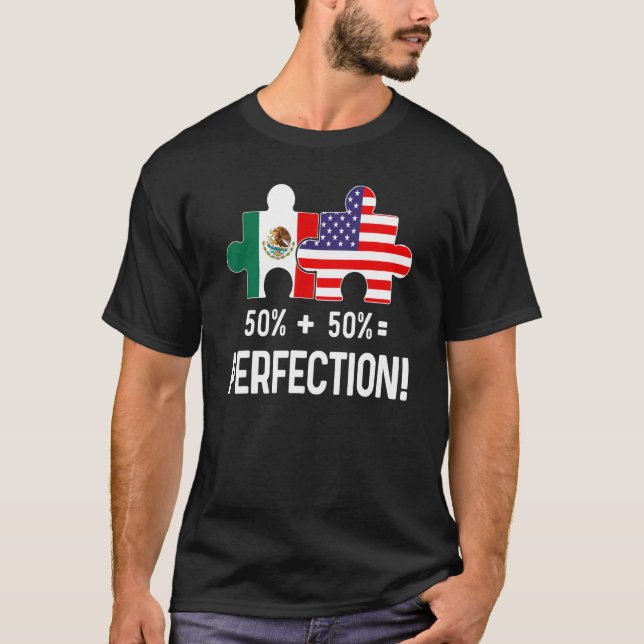 Camiseta Half American Half Mexican Flag Combined Map Mexic (Frente)