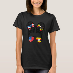 Camiseta Half American Half Ugandan Girl USA Uganda Flag Pa