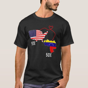 Camiseta Half American Half Venezuela Flag Combinado EUA Ch