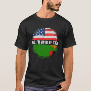 Camiseta Half American Half Zambian EUA Flag Zâmbia