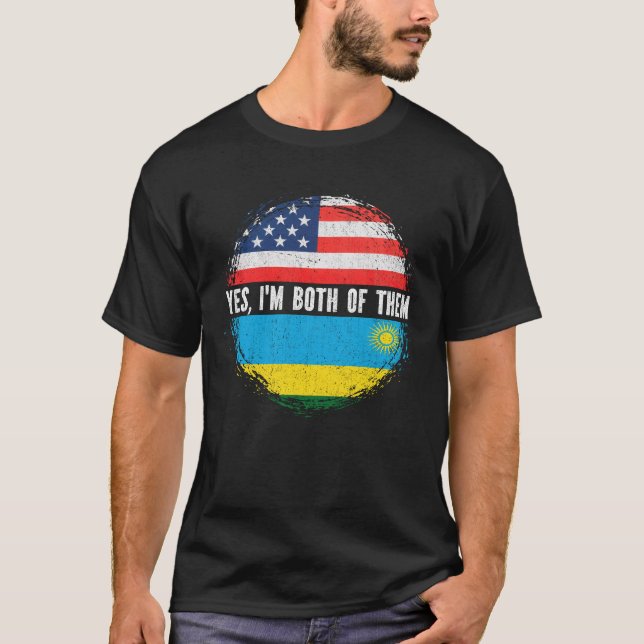 Camiseta Half American Rwandan EUA Flag Rwanda (Frente)