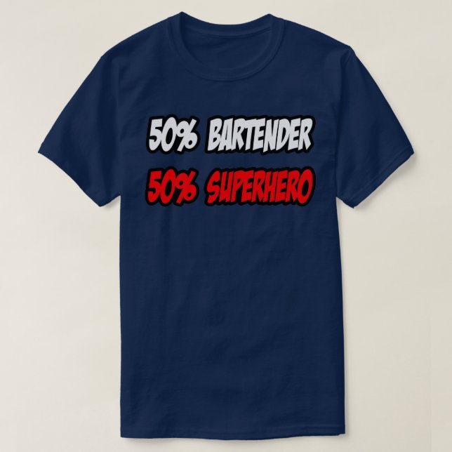 Camiseta Half Bartender Half Super-Herói (Frente do Design)