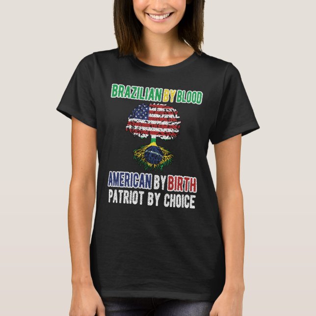 Camiseta Half Brazilian Half American Flag Brazil USA (Frente)