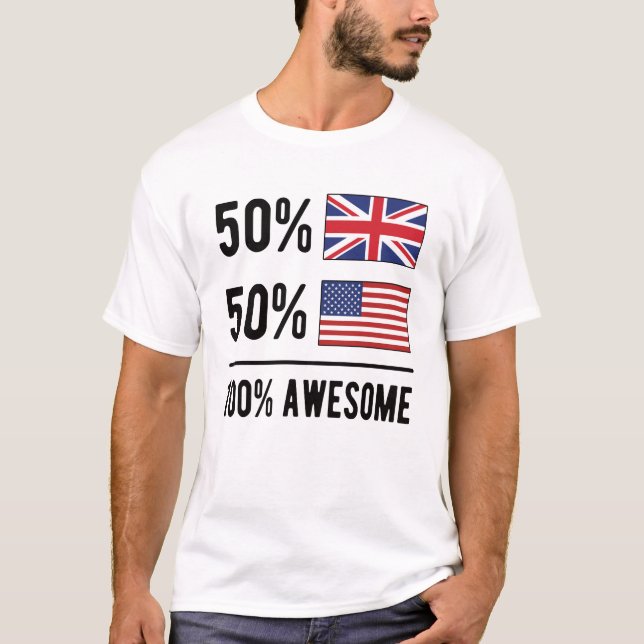 Camiseta Half British Half American Flag Great Britain USA (Frente)