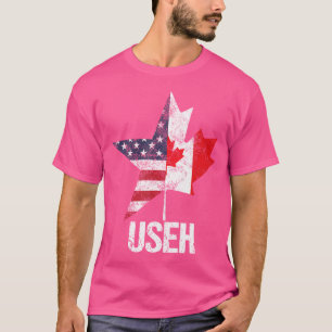 Camiseta Half Canadian American Useh Canada Usa Flag United