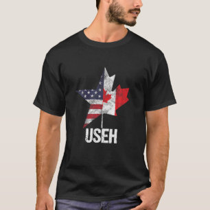 Camiseta Half Canadian American USEH Canada USA Flag United