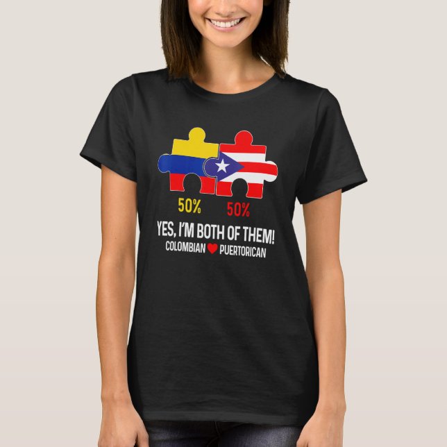 Camiseta Half Colombian Half Puerto Rican Flag Map Boricua  (Frente)