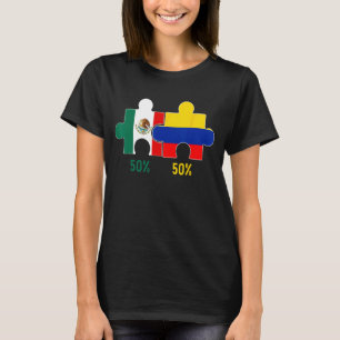 Camiseta Half Colombiano Half Mexicano Flag Map DNA Mexico 