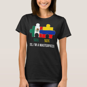 Camiseta Half Colombiano Half Mexicano Flag Map DNA Mexico