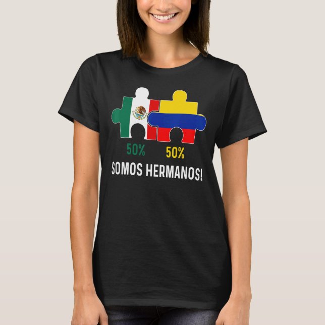 Camiseta Half Colombiano Half Mexicano Flag Map DNA Mexico  (Frente)