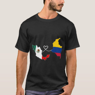 Camiseta Half Colombiano Half Mexicano Flag Map DNA Mexico
