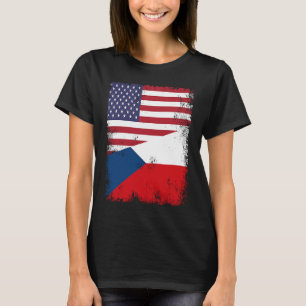 Camiseta Half Czech Flag Vintage República Checa EUA