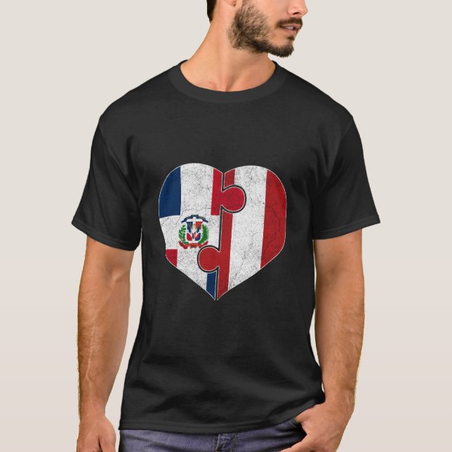 Camiseta Half Dominican Half Peruvian Flag Heart Roots Heri (Frente)