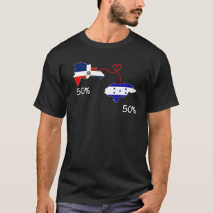 Camiseta Half Dominicana Half Hondurdurdurene Flag Map Love