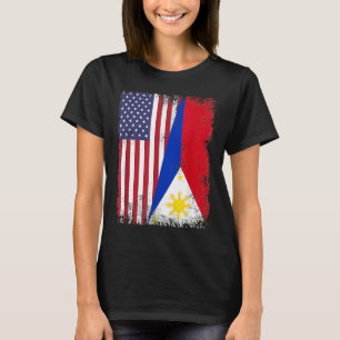 Camiseta Half Filipino Flag Vintage Filipinas Usa