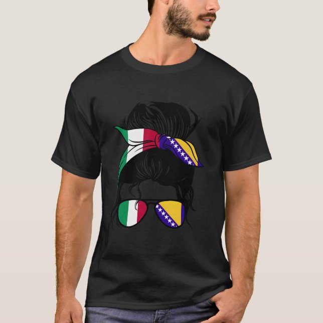 Camiseta Half Italian Half Bosnian Italy And Bosnia Mix (Frente)