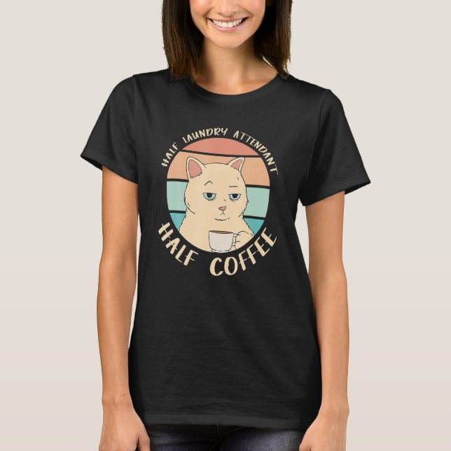 Camiseta Half Laundry Attendente Half Coffee Cat (Frente)