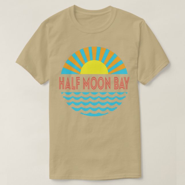 Camiseta Half Moon Bay Beach Sun E Ondas (Frente do Design)