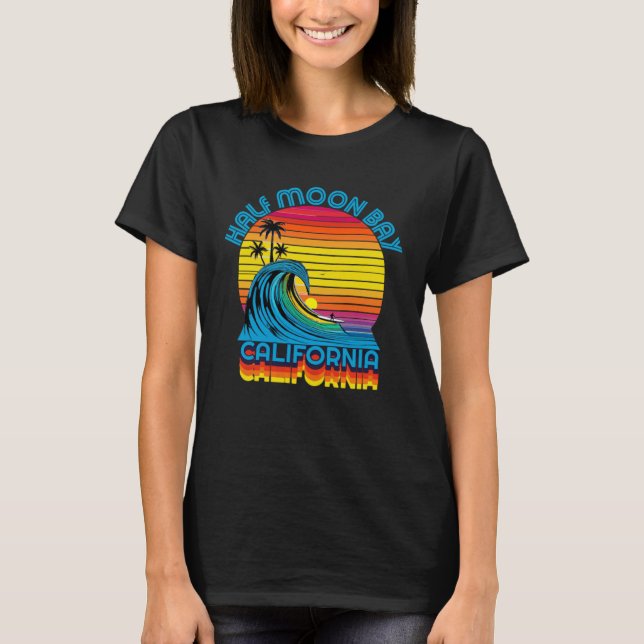 Camiseta Half Moon Bay Retro Throwback Surf & Beach Souveni (Frente)