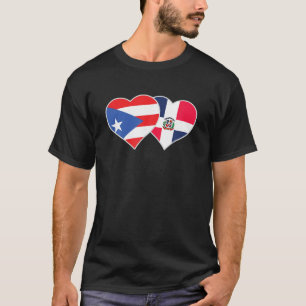 Camiseta Half Puerto Rican Half Dominican Flag Heart Domini