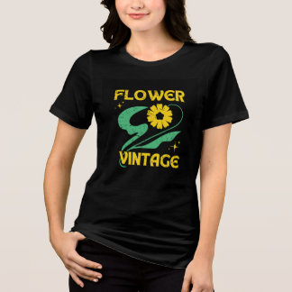 Camiseta Half Sleeves T shirt with Flower Vintage Design