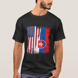 Camiseta Half Slovak Slovakian Flag- Slovakia Usa