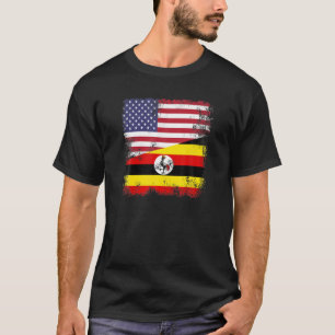 Camiseta Half Ugandan Flag   Vintage Uganda USA Gift