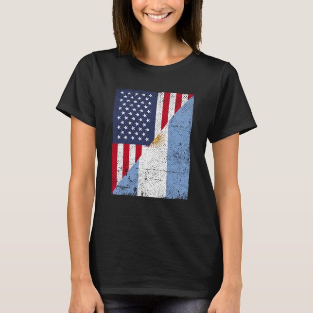 Camiseta Half USA Flag Half Argentina Flag American Argenti (Frente)