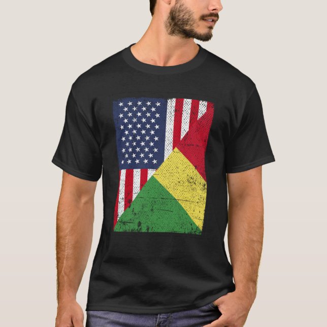 Camiseta Half USA Flag Half Congo Flag American Congolese (Frente)