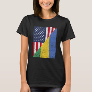 Camiseta Half USA Flag Half Gabon Flag American Gabonian