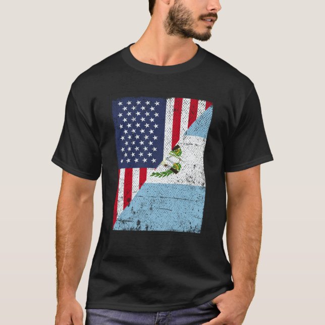 Camiseta Half USA Flag Half Guatemala Flag American Guatema (Frente)
