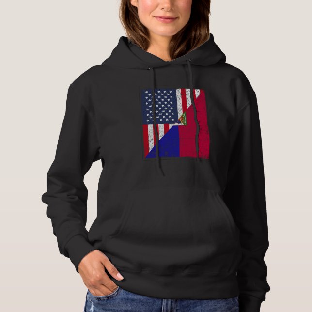 Camiseta Half USA Flag Half Haiti Flag American Haitian (Frente)