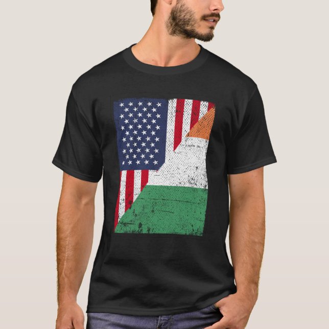 Camiseta Half USA Flag Half Irland Flag American (Frente)