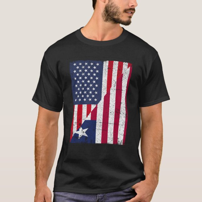 Camiseta Half USA Flag Half Liberia Flag American Libirian (Frente)