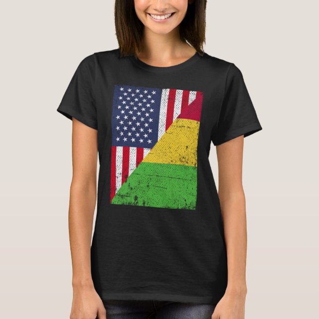 Camiseta Half USA Flag Half Mali Flag American (Frente)