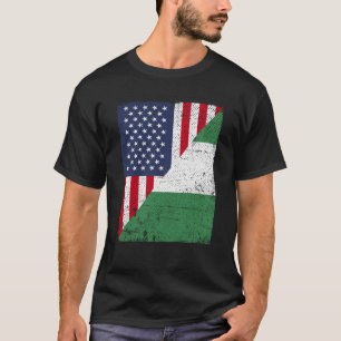 Camiseta Half USA Flag Half Nigéria Flag American