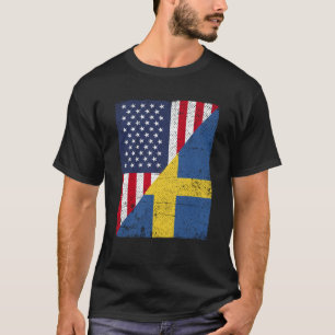 Camiseta Half USA Flag Half Suecia Flag American