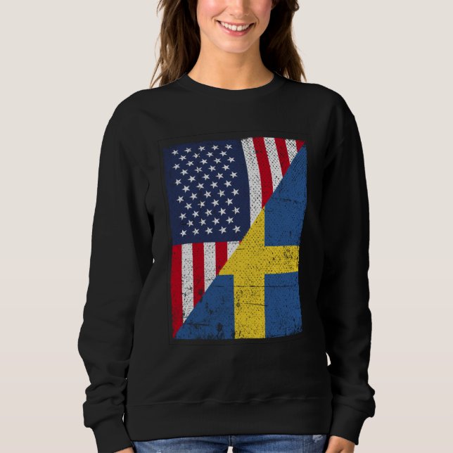 Camiseta Half USA Flag Half Sweden Flag American Swedish (Frente)