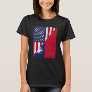 Camiseta Half USA Flag Half Taiwan Flag American Taiwan