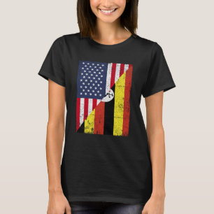 Camiseta Half USA Flag Half Uganda Flag American Uganda