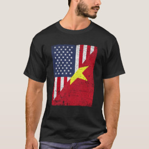 Camiseta Half USA Flag Half Vietnam Flag American Vietnamna