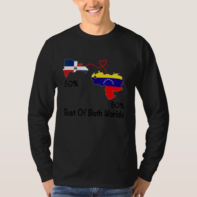 Camiseta Half venezuela Half Dominican Flag Map Love venezu (Frente)