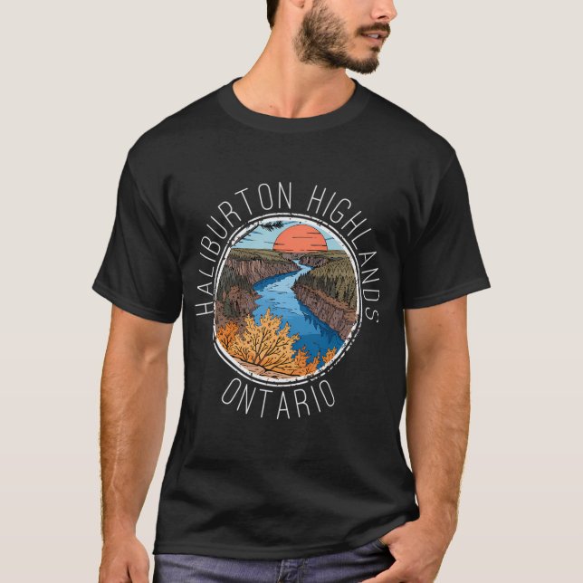 Camiseta Haliburton Highlands - Ontário (com Letras Brancas (Frente)
