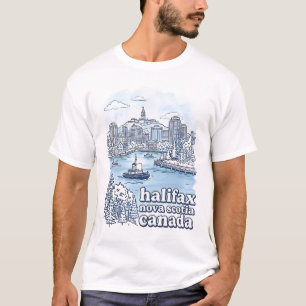 Camiseta Halifax Canadá Simples Horizonte Azul Paisagem Urb