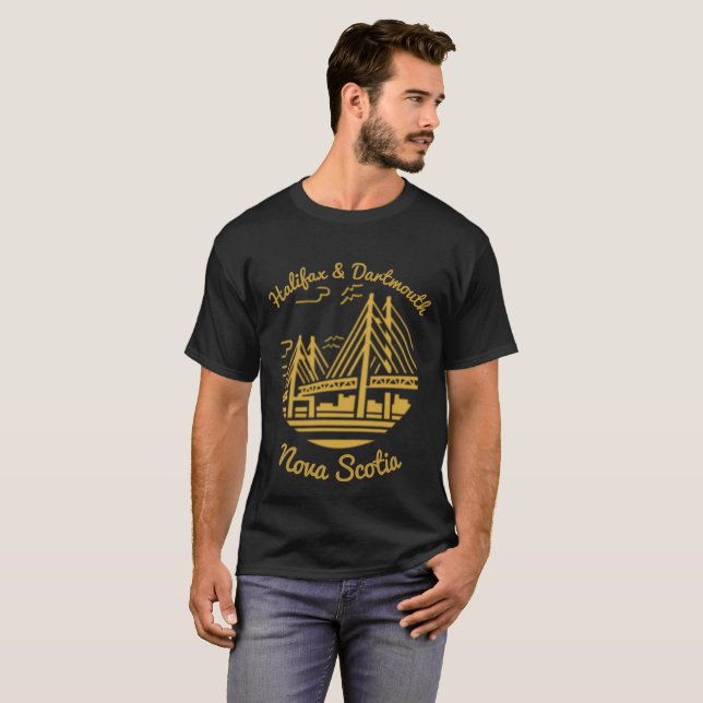 Camiseta Halifax e Dartmouth Nova Scotia - Dourado (Frente Completa)